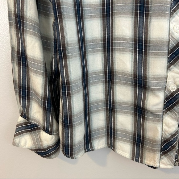 Rails Button Down Rayon Wester Collared Shirt White, Blue, Brown Size Medium - Picture 9 of 10